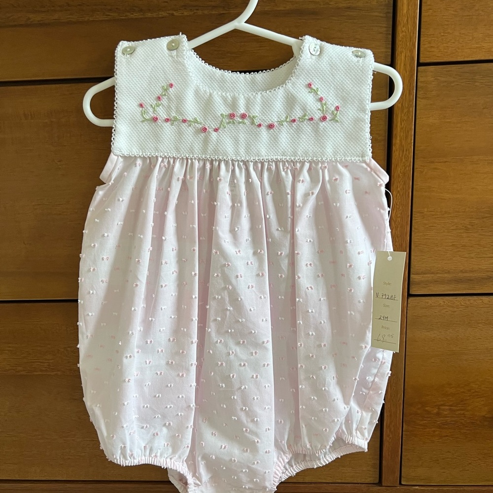 Pink embroidered bubble 24 months